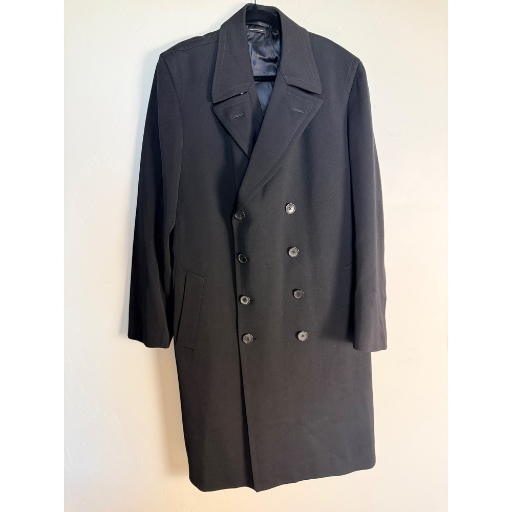 Tom Ford Mens Black Double Breasted Overcoat Wool Twill Trench Coat Switzerland